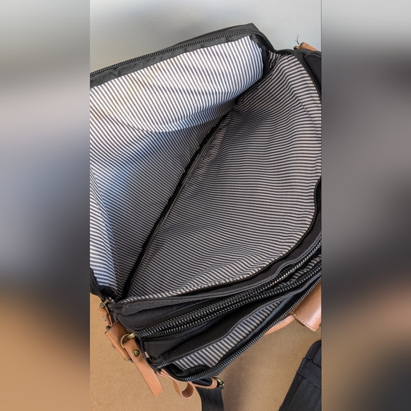 PKG | Black XPKG Travel Laptop Bag, Tan Faux Leather Handles - Picture 10 of 16